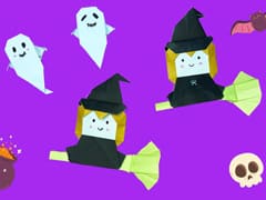 Easy Origami Halloween Witch And Ghost