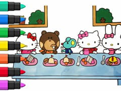 Hello Kitty And Friends Having Afternoon Tea