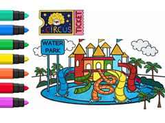 Water Park Coloring Book Compilation For Kids