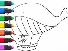 Whale Hot Air Balloon Coloring