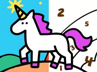Color By Number Rainbow Unicorn