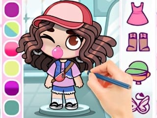 Coloring Book Avatar Girl Dress Up Shopping