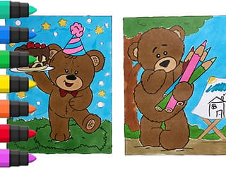 Coloring Book Cute Bear Daily Life