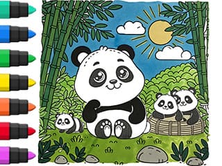 Coloring Book Cute Pandas