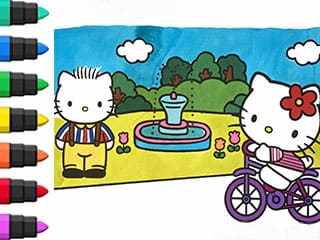 Hello Kitty Riding Bike