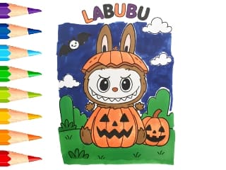 Labubu Halloween Pumpkin Coloring