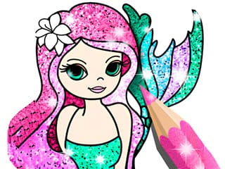 Mermaid Coloring Book Glitter